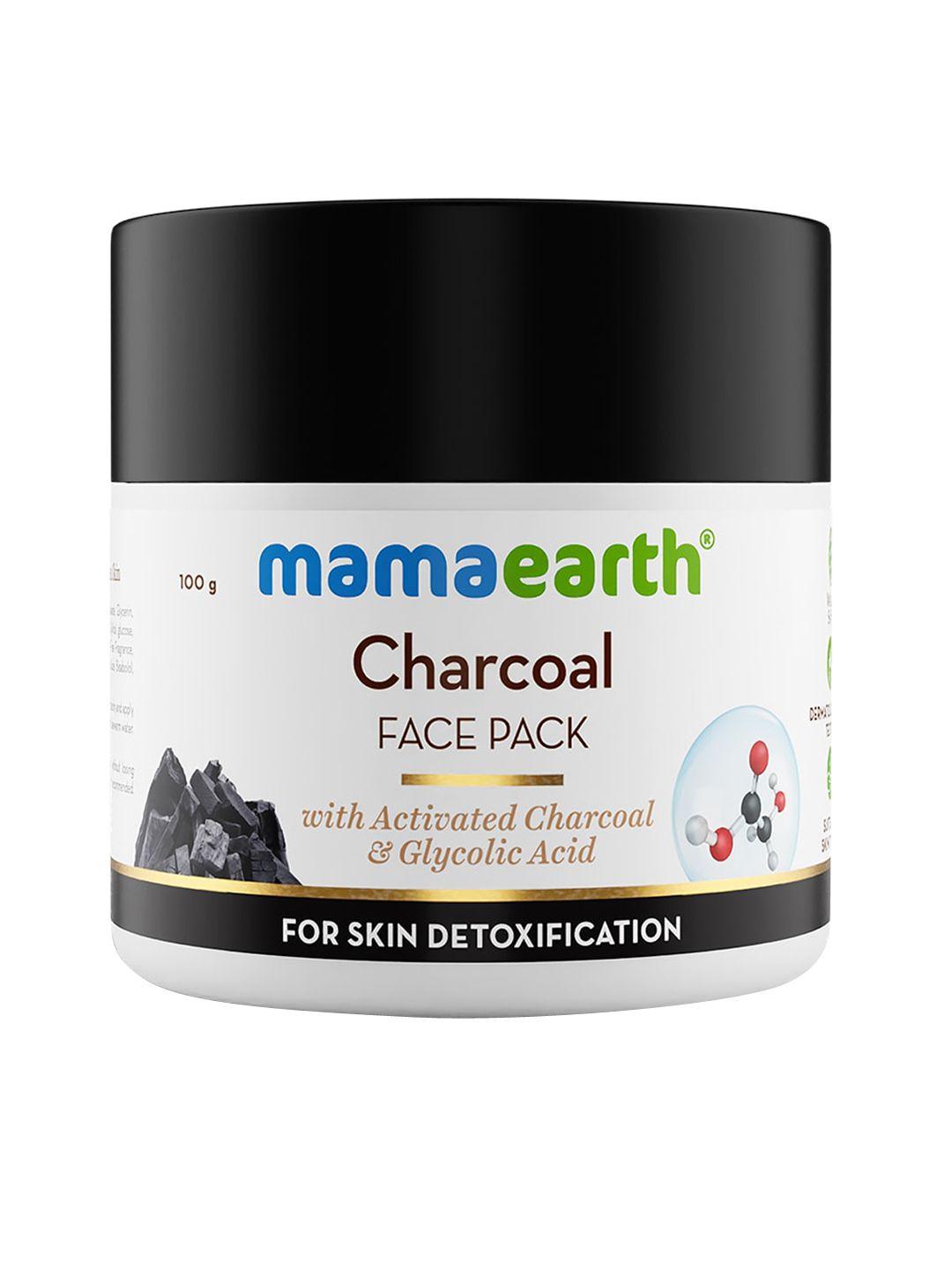 mamaearth face pack with activated charcoal and glycolic acid for skin detoxification-100g