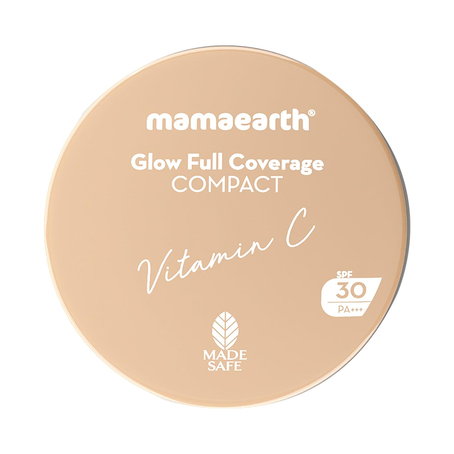 mamaearth glow full coverage compact spf 30 pa+++ with vitamin c - 05 almond glow (9g)