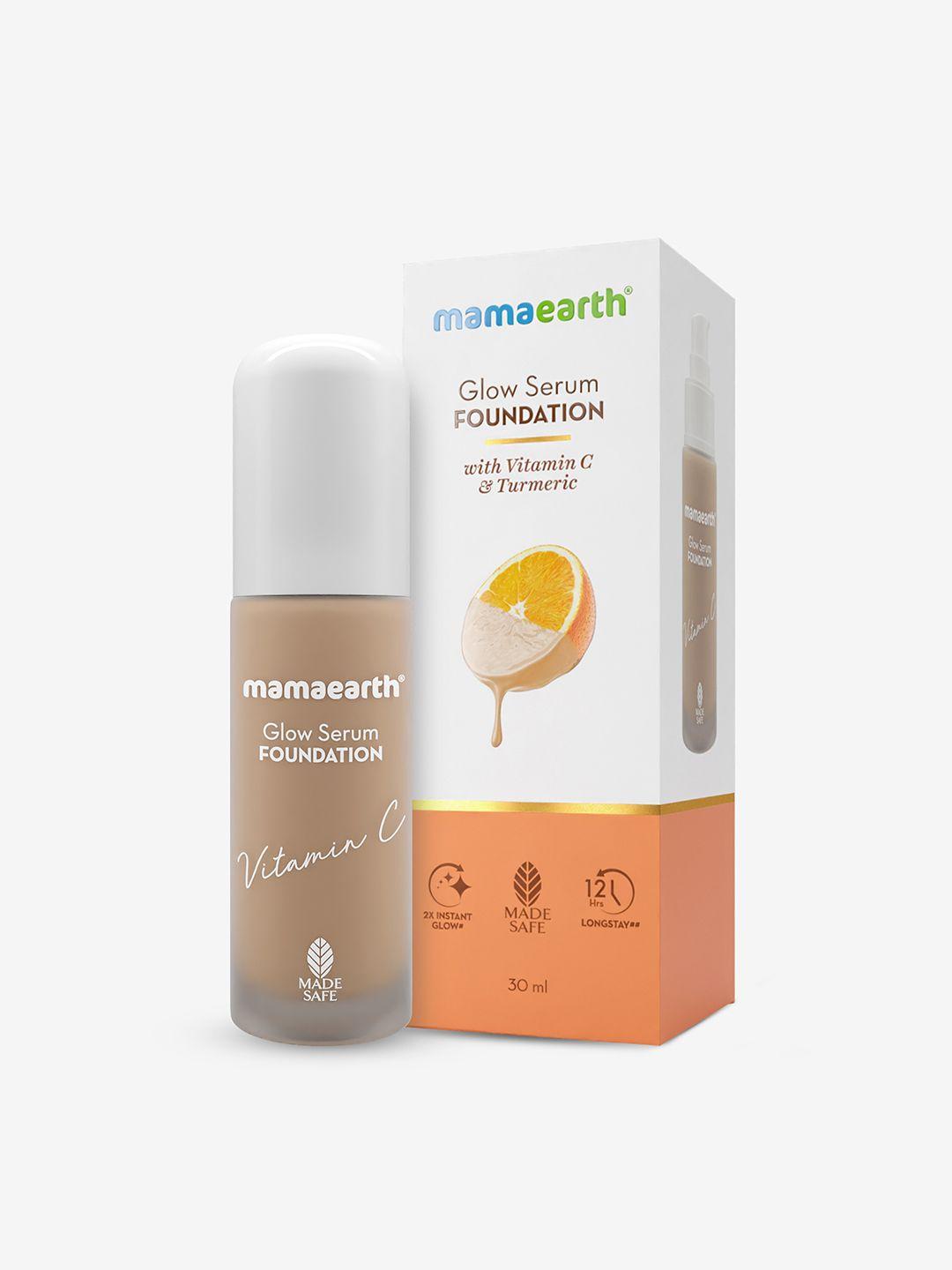 mamaearth glow serum 12 hour long stay foundation with turmeric 30 ml - natural glow 08