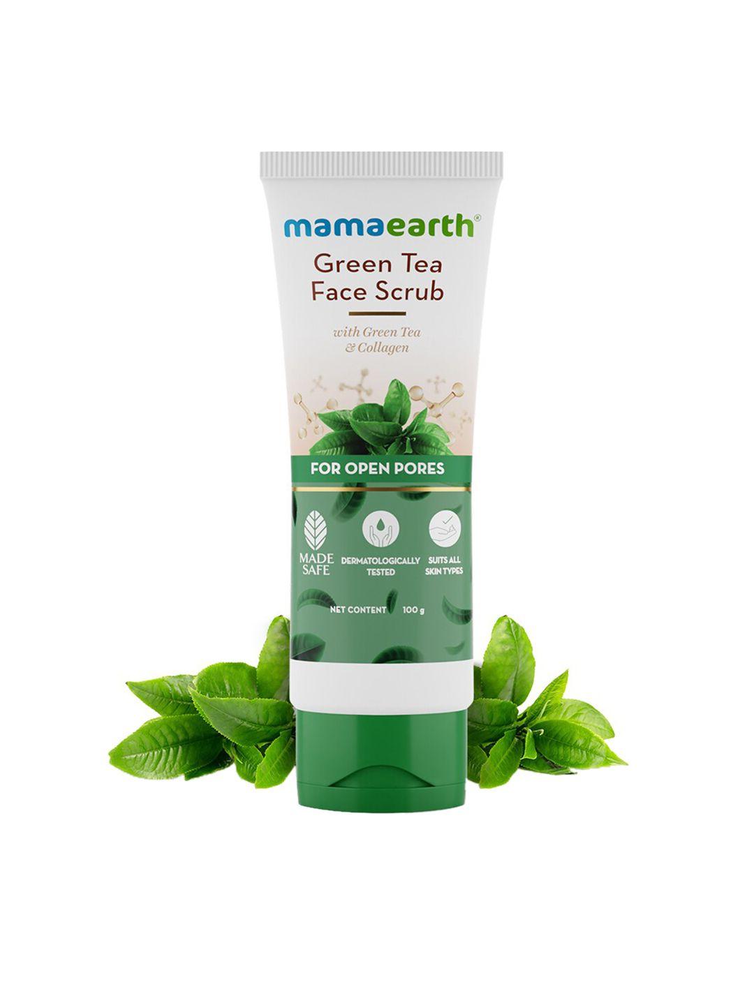 mamaearth green tea face scrub with collagen - 100 g