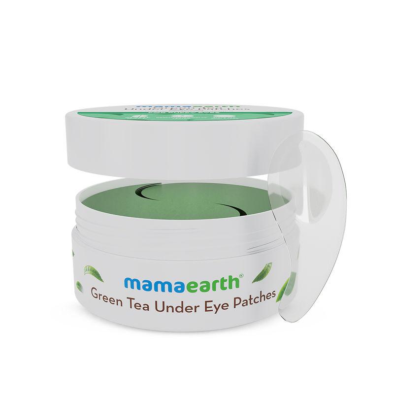 mamaearth green tea under eye patches with green tea & collagen for puffy eyes