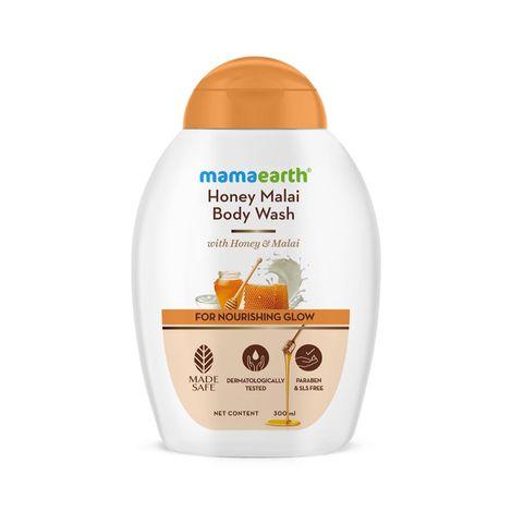 mamaearth honey malai body wash with honey & malai for nourishing glow - 300 ml