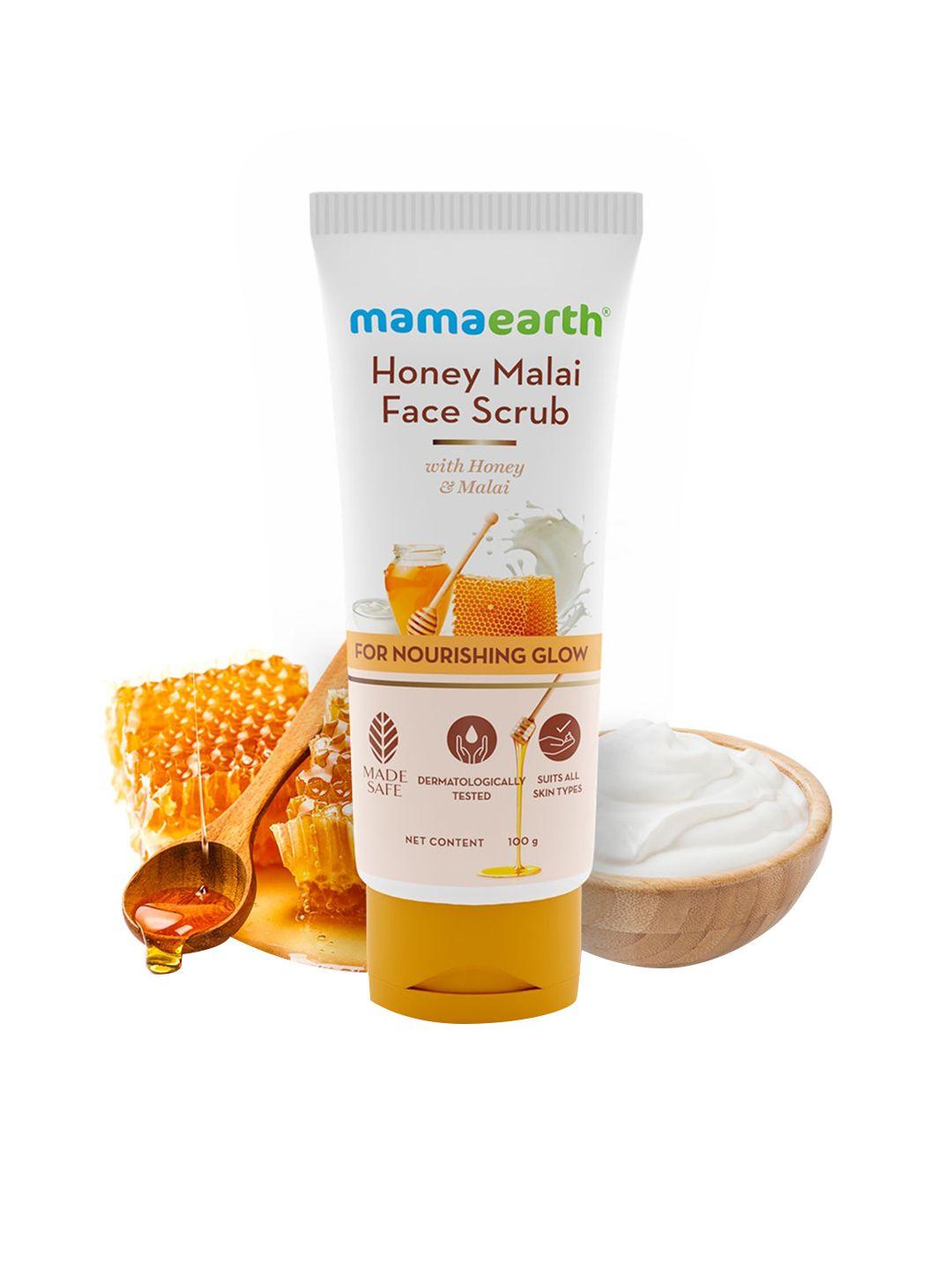 mamaearth honey malai face scrub for nourishing glow 100 g