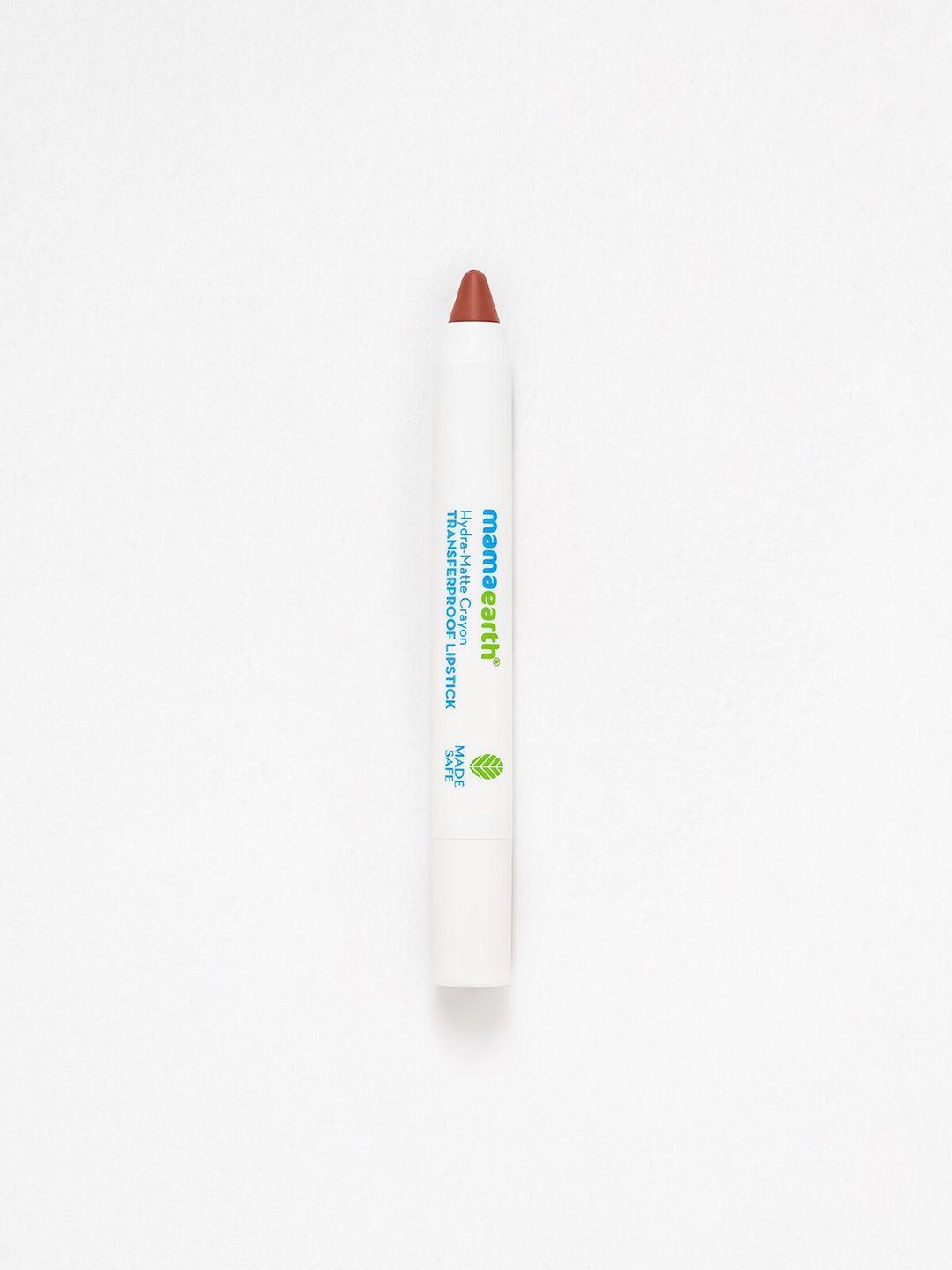 mamaearth hydra-matte crayon transfer proof lipstick with argan oil 2.4g - cappuccino brown 05