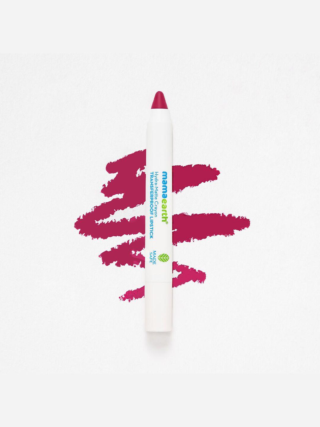 mamaearth hydra-matte crayon transfer proof lipstick with argan oil 2.4g - passionfruit wine 04