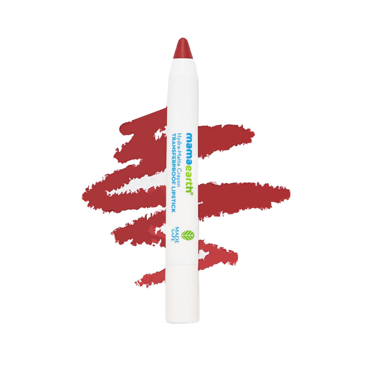 mamaearth hydra-matte crayon transferproof lipstick - 03 berry red (2.4g)