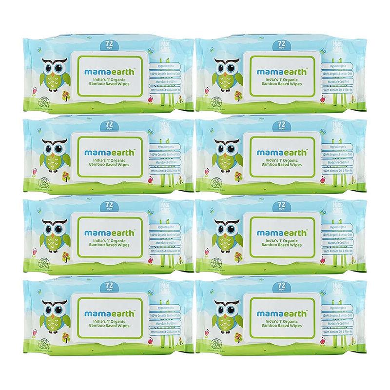 mamaearth india's first organic bamboo based baby wipes - pack of 8