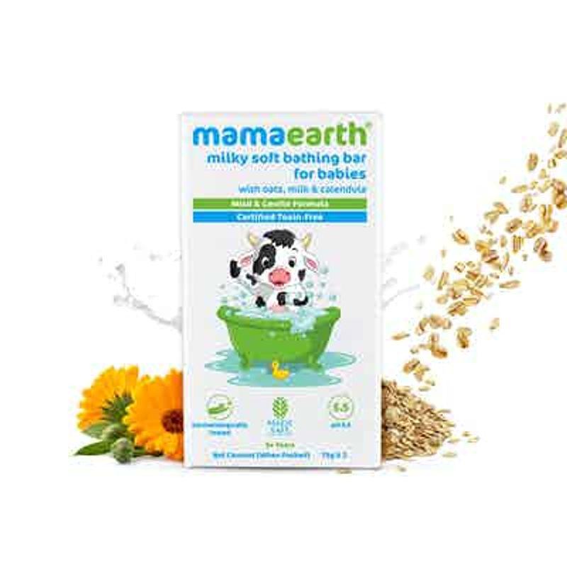 mamaearth milky soft bathing bar for babies with oats, milk & calendula