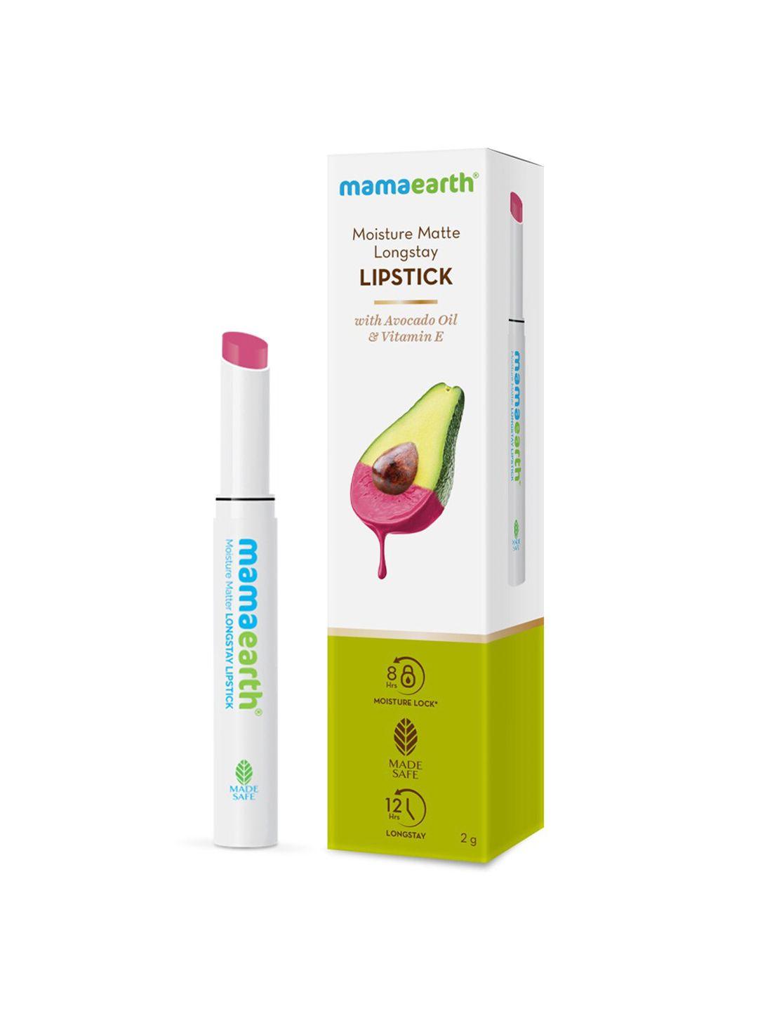 mamaearth moisture matte 12hr longstay lipstick with avocado & vitamin e - pink lemonade
