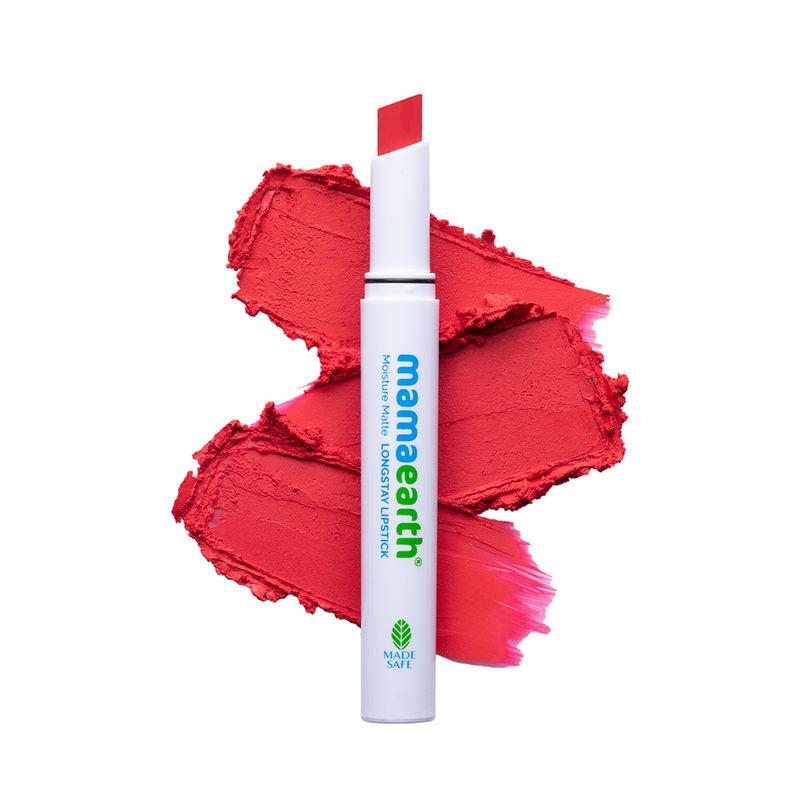 mamaearth moisture matte longstay lipstick with avocado oil & vitamin e - melon red