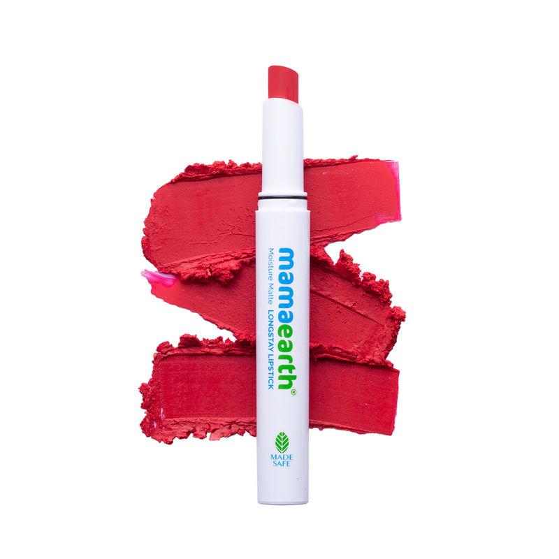 mamaearth moisture matte longstay lipstick with avocado oil & vitamin e - raspberry scarlet
