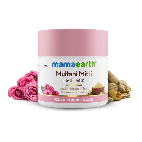 mamaearth multani mitti face pack with multani mitti and bulgarian rose for oil control (100 g)
