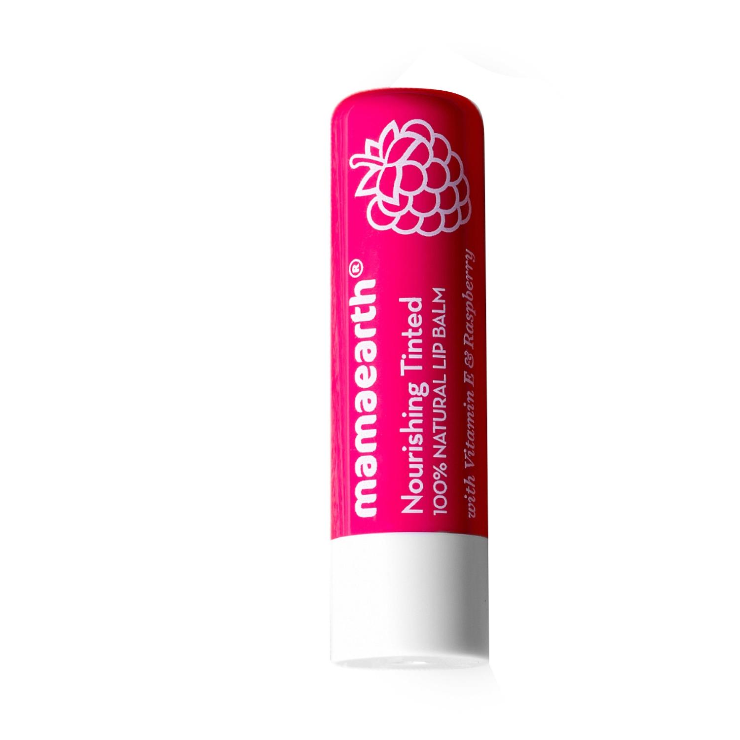 mamaearth nourishing tinted 100% natural lip balm - raspberry (4g)