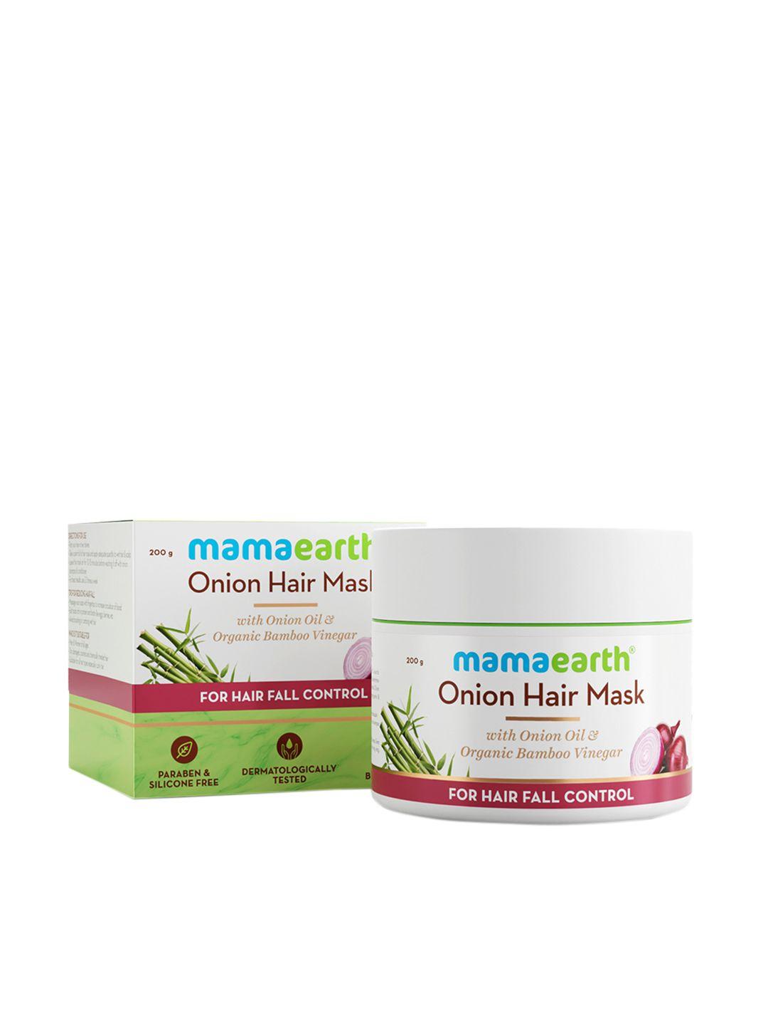 mamaearth onion oil & organic bamboo vinegar sustainable mask for dry & frizzy hair 200 ml