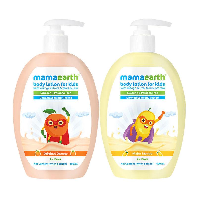 mamaearth original orange body lotion & major mango body lotion for kids