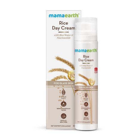 mamaearth rice day cream for daily use , with rice water & niacinamide for glass skin (50 g)