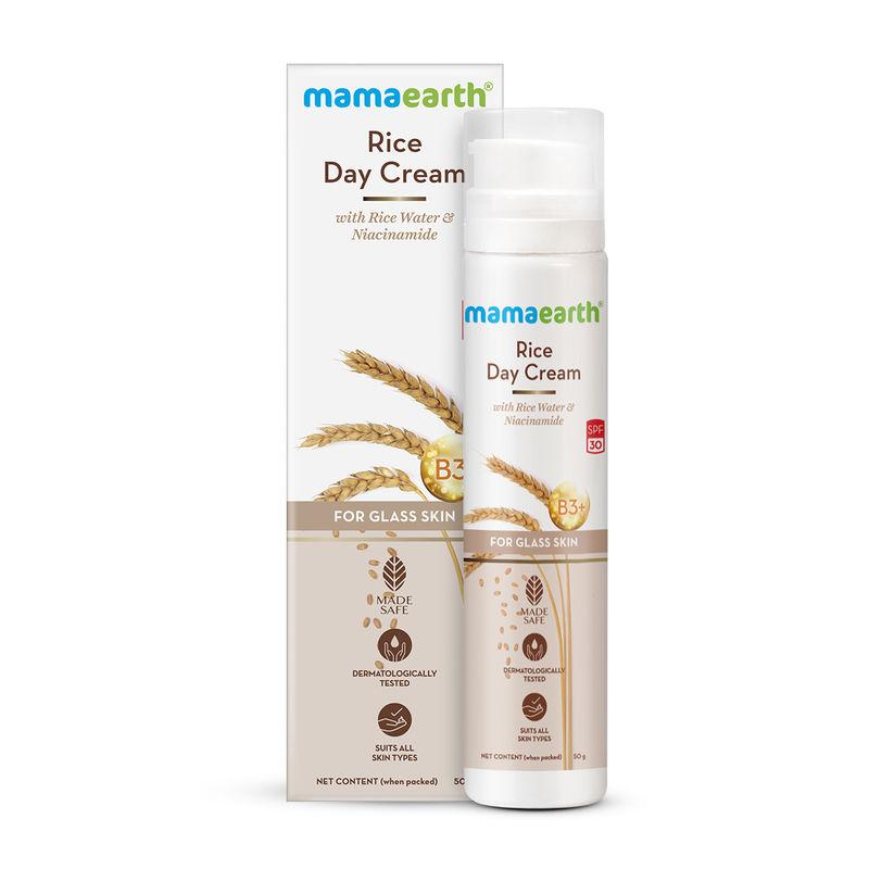mamaearth rice day cream for daily use with rice water & niacinamide for glass skin