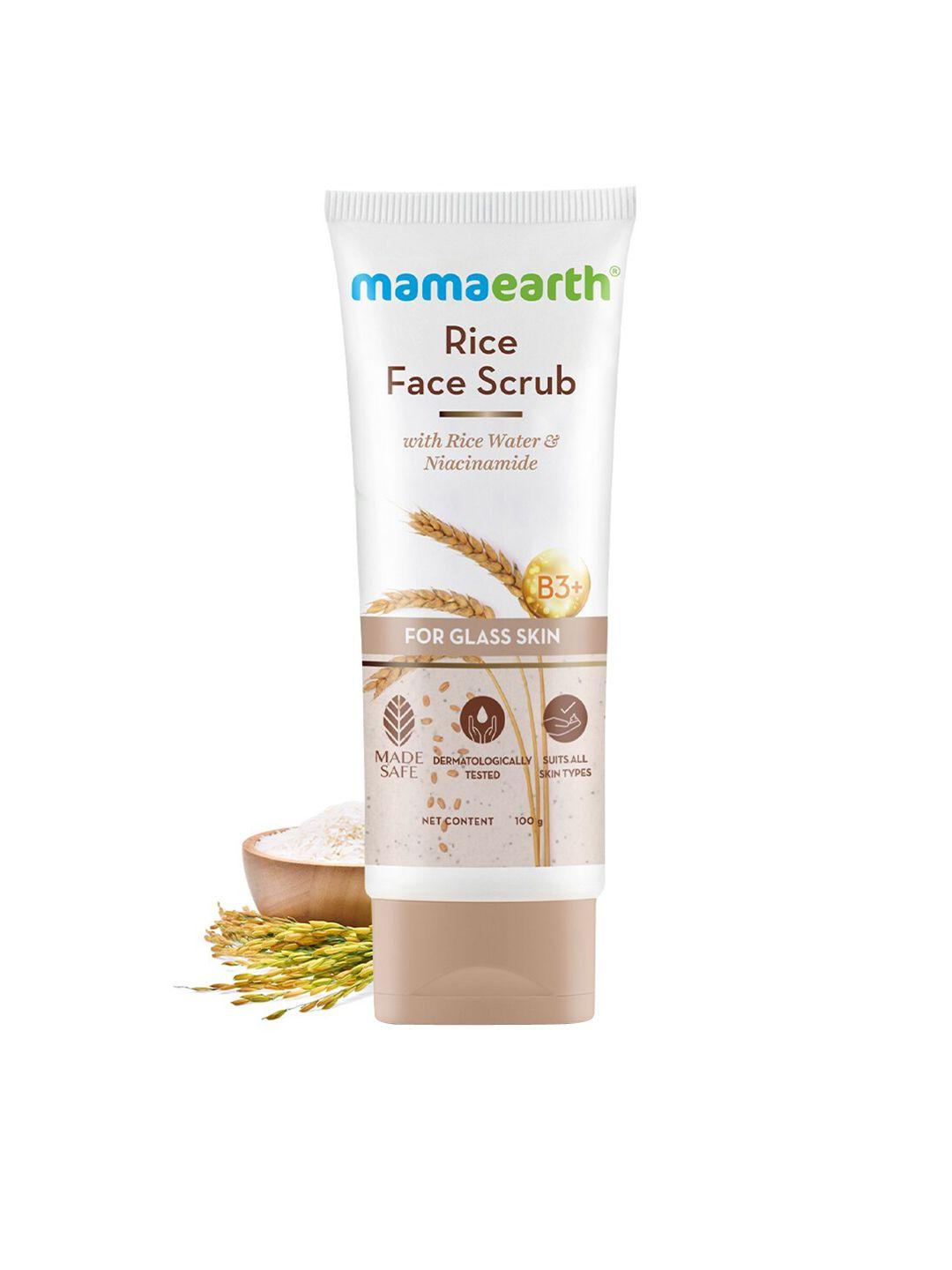 mamaearth rice face scrub with rice water & niacinamide for glass skin - 100g