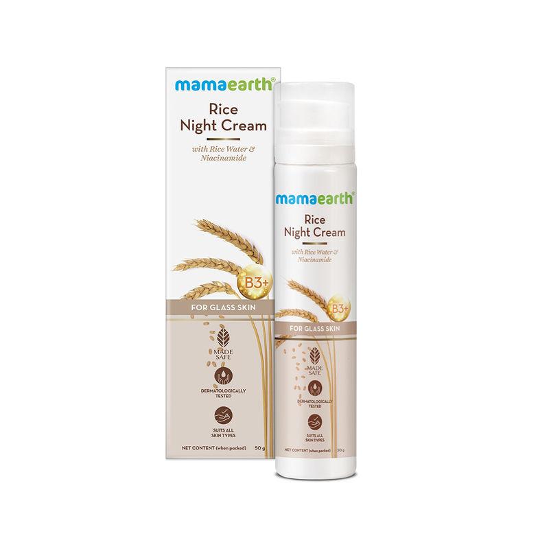 mamaearth rice night cream for clear skin with rice water & niacinamide for glass skin
