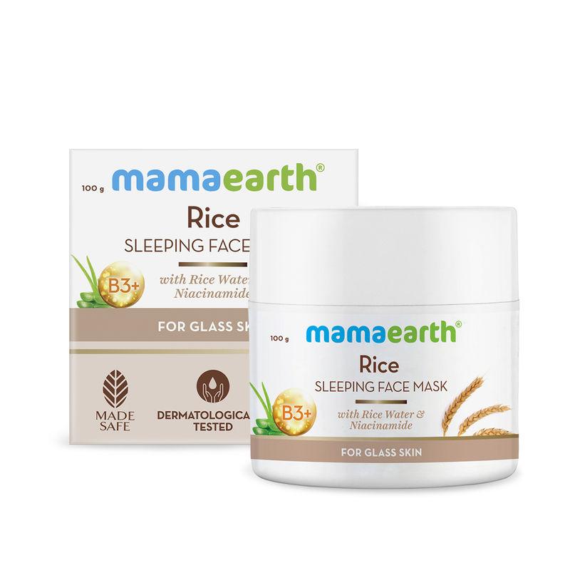 mamaearth rice sleeping face mask with rice water & niacinamide for glass skin