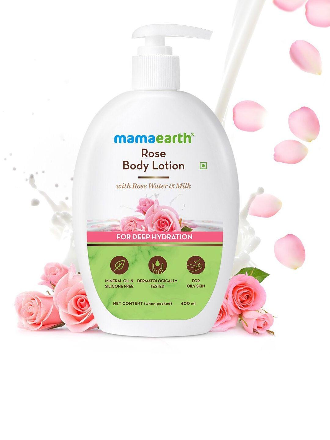 mamaearth rose body lotion with rose water & milk for deep hydration 400 ml