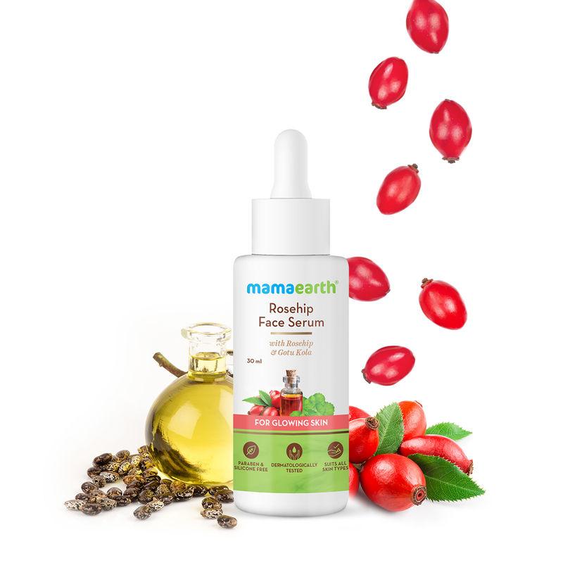 mamaearth rosehip face serum for glowing skin, with rosehip & gotu kola for glowing skin