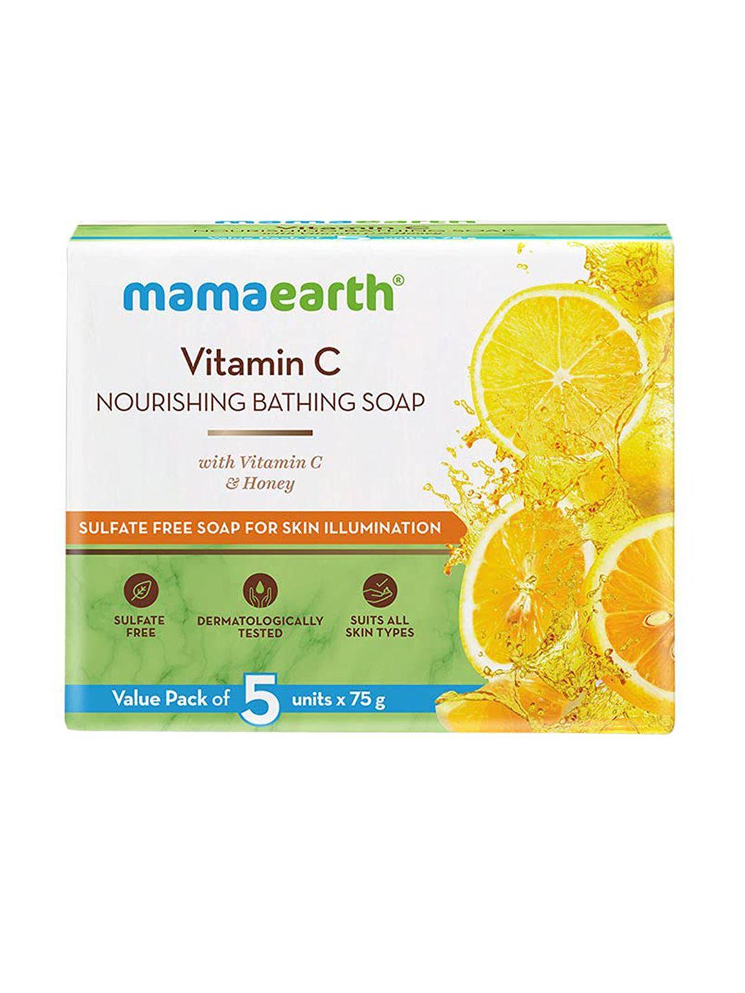 mamaearth set of 5 vitamin c nourishing bathing soap with honey for skin illumination 75 g