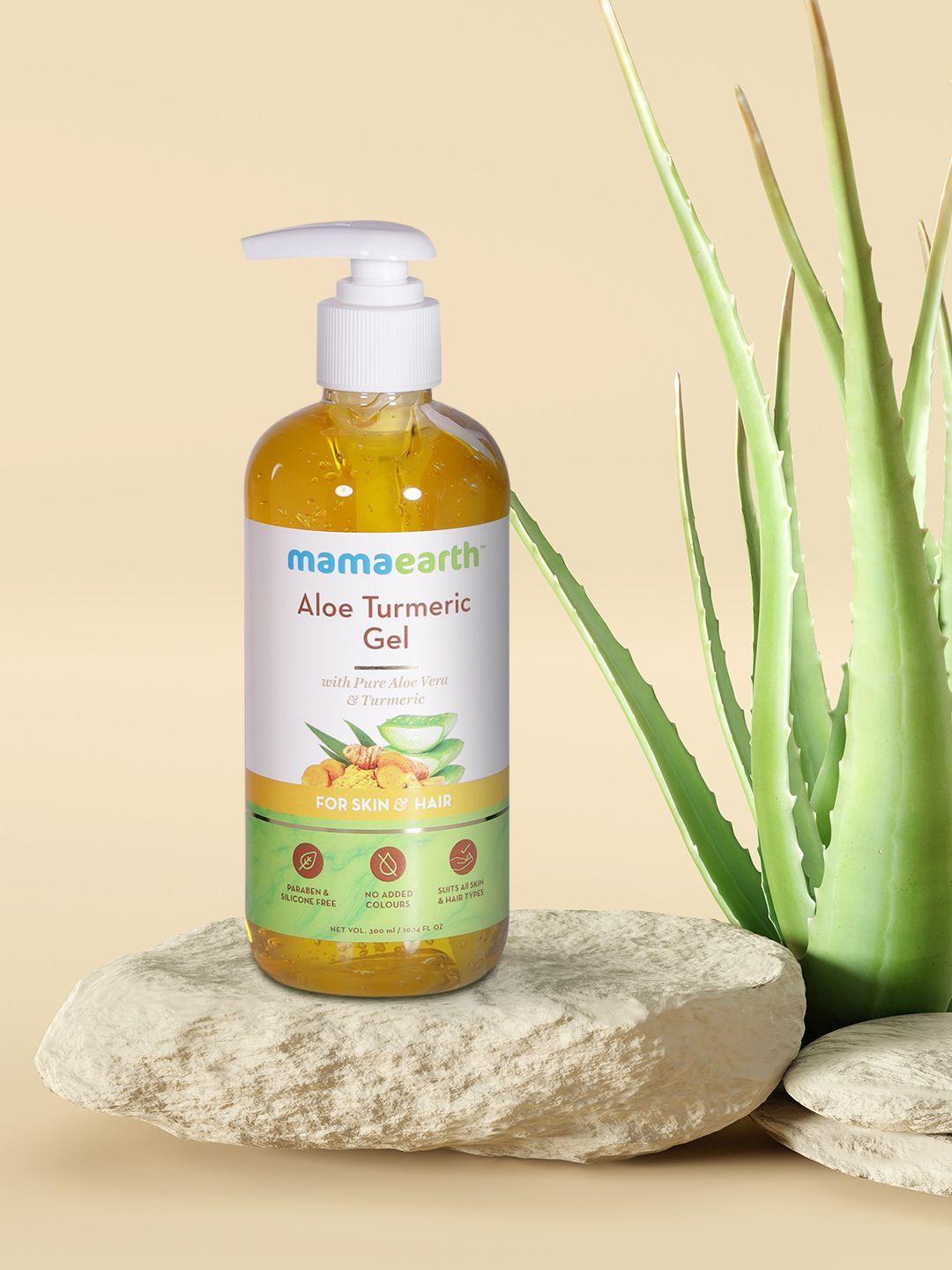 mamaearth sustainable aloe turmeric gel for skin & hair - 300 ml