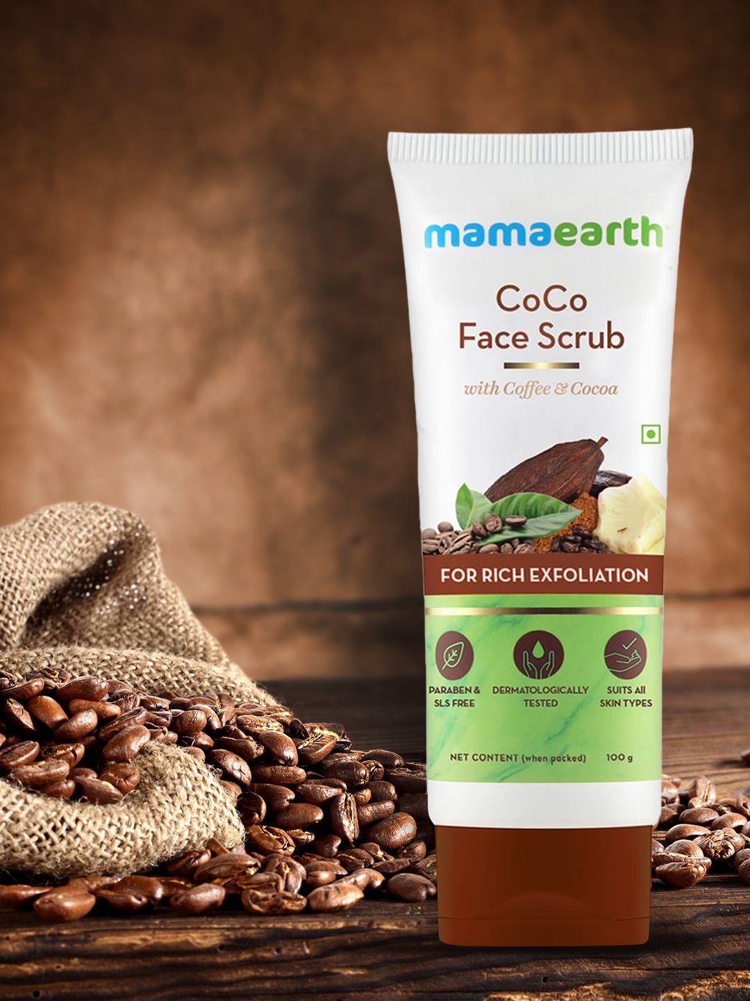 mamaearth sustainable coco face scrub with coffee & cocoa for rich exfoliation - 100 g