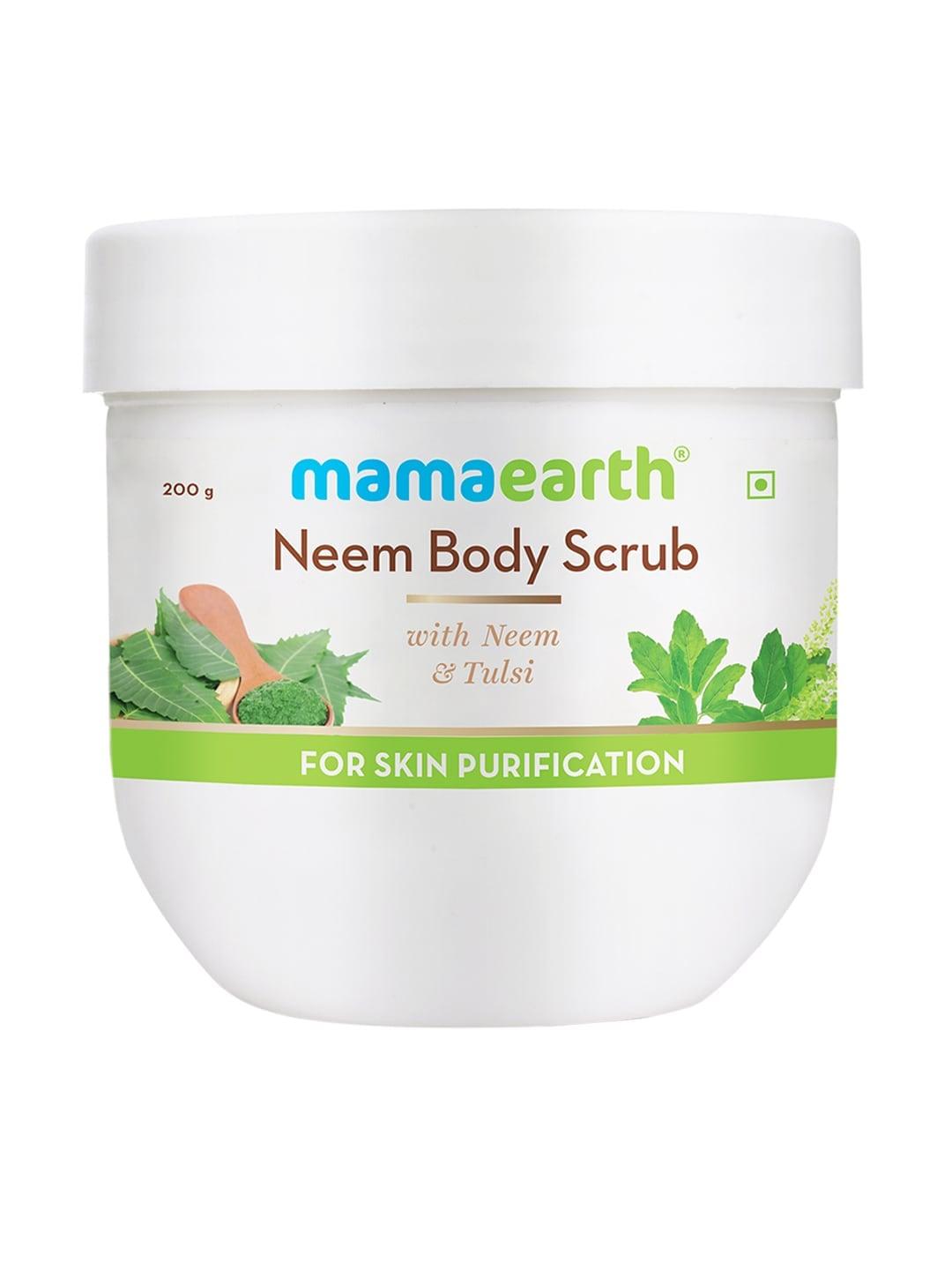 mamaearth sustainable neem body scrub with tulsi for skin purification 200 g