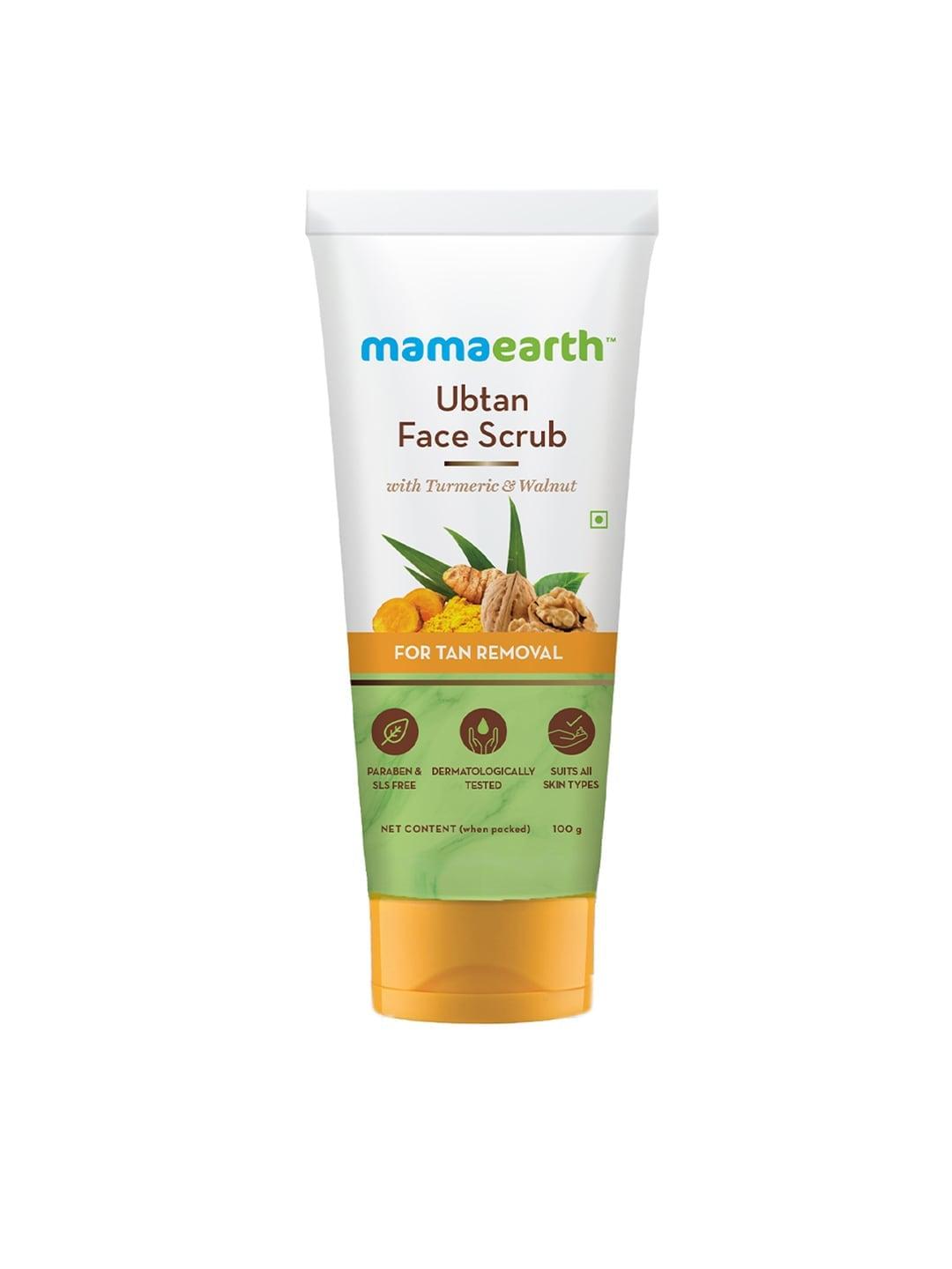 mamaearth sustainable ubtan face scrub with turmeric & walnut for tan removal 100 g