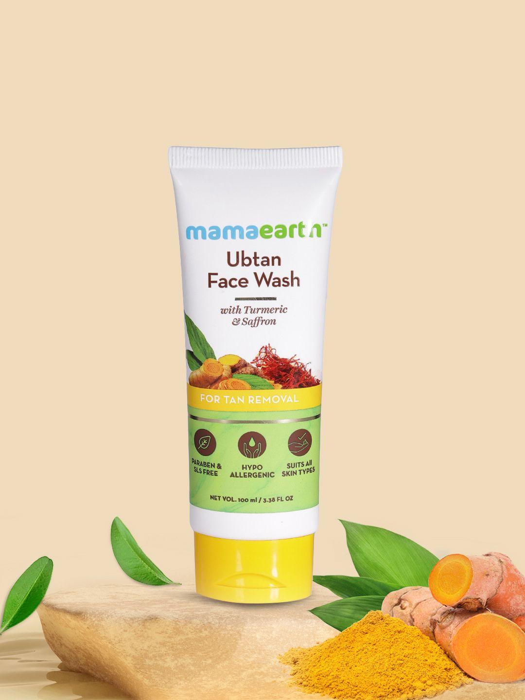 mamaearth sustainable ubtan face wash with turmeric & saffron for tan removal 100 ml