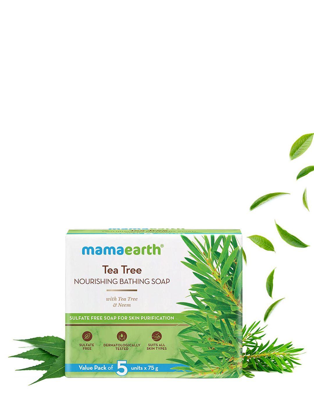 mamaearth tea tree & neem nourishing bathing soap- 5x75g