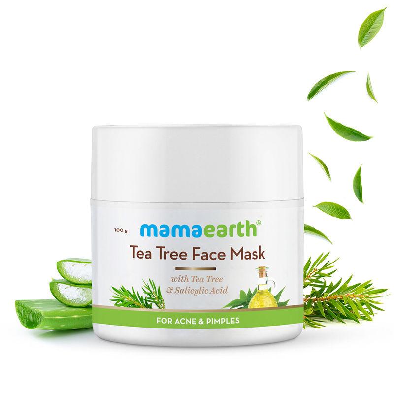 mamaearth tea tree face mask for acne, with tea tree & salicylic acid for acne & pimples