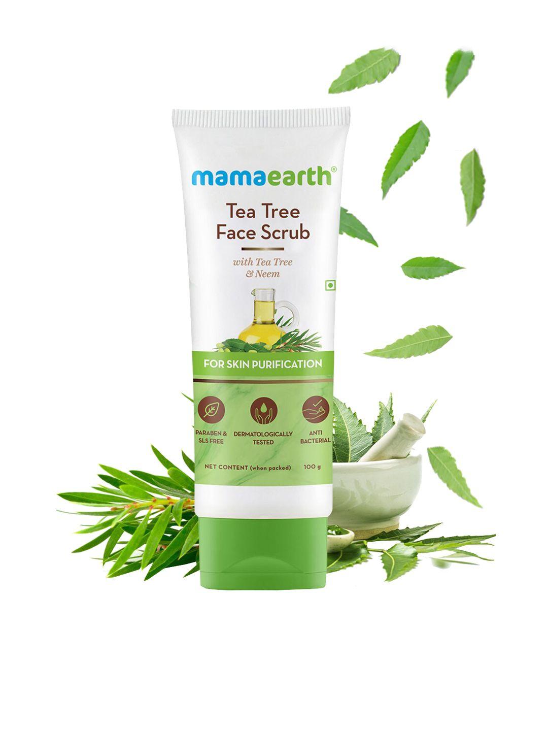 mamaearth tea tree face scrub with neem for skin purification 100 ml