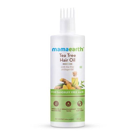 mamaearth tea tree hair oil with tea tree oil & ginger for dandruff free hair – 250ml