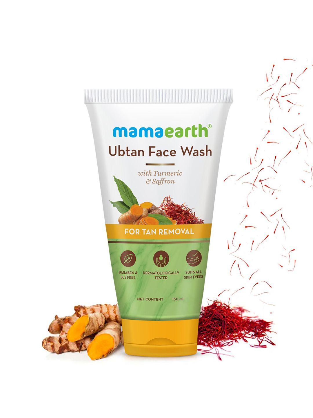 mamaearth ubtan face wash with turmeric & saffron for tan removal - 150ml