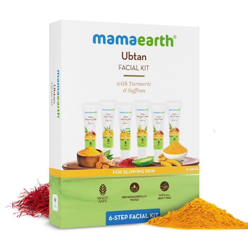 mamaearth ubtan facial kit with turmeric & saffron for glowing skin