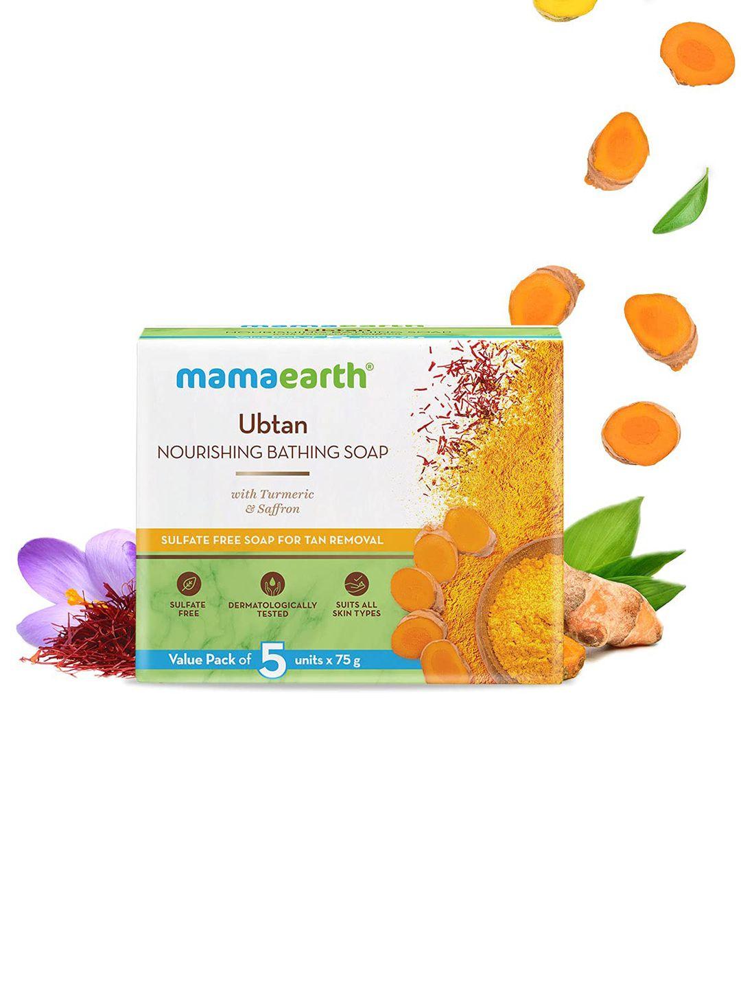 mamaearth ubtan nourishing bathing soap with turmeric & saffron - 375 g
