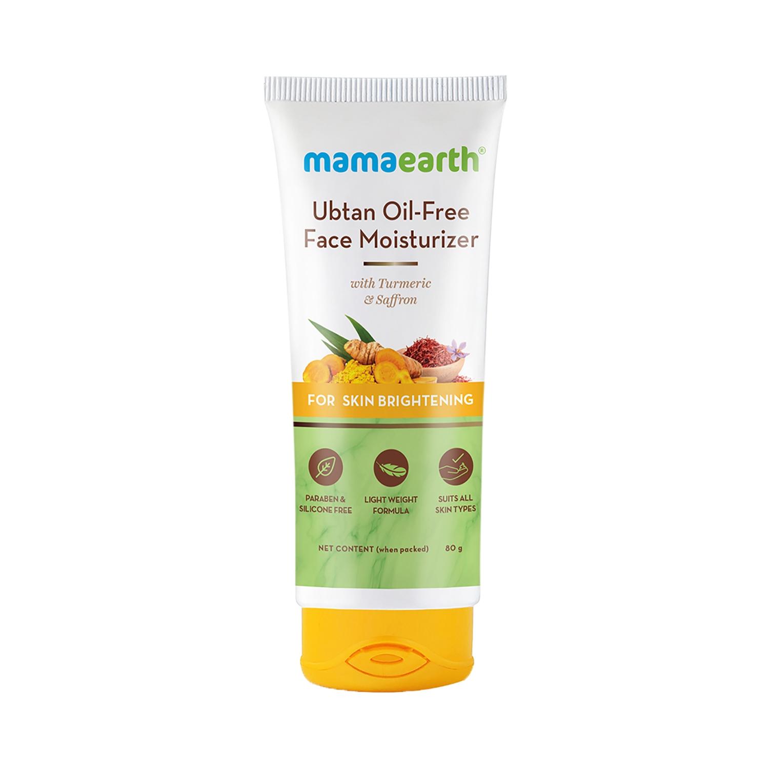 mamaearth ubtan oil-free face moisturizer with turmeric & saffron for skin brightening (80g)