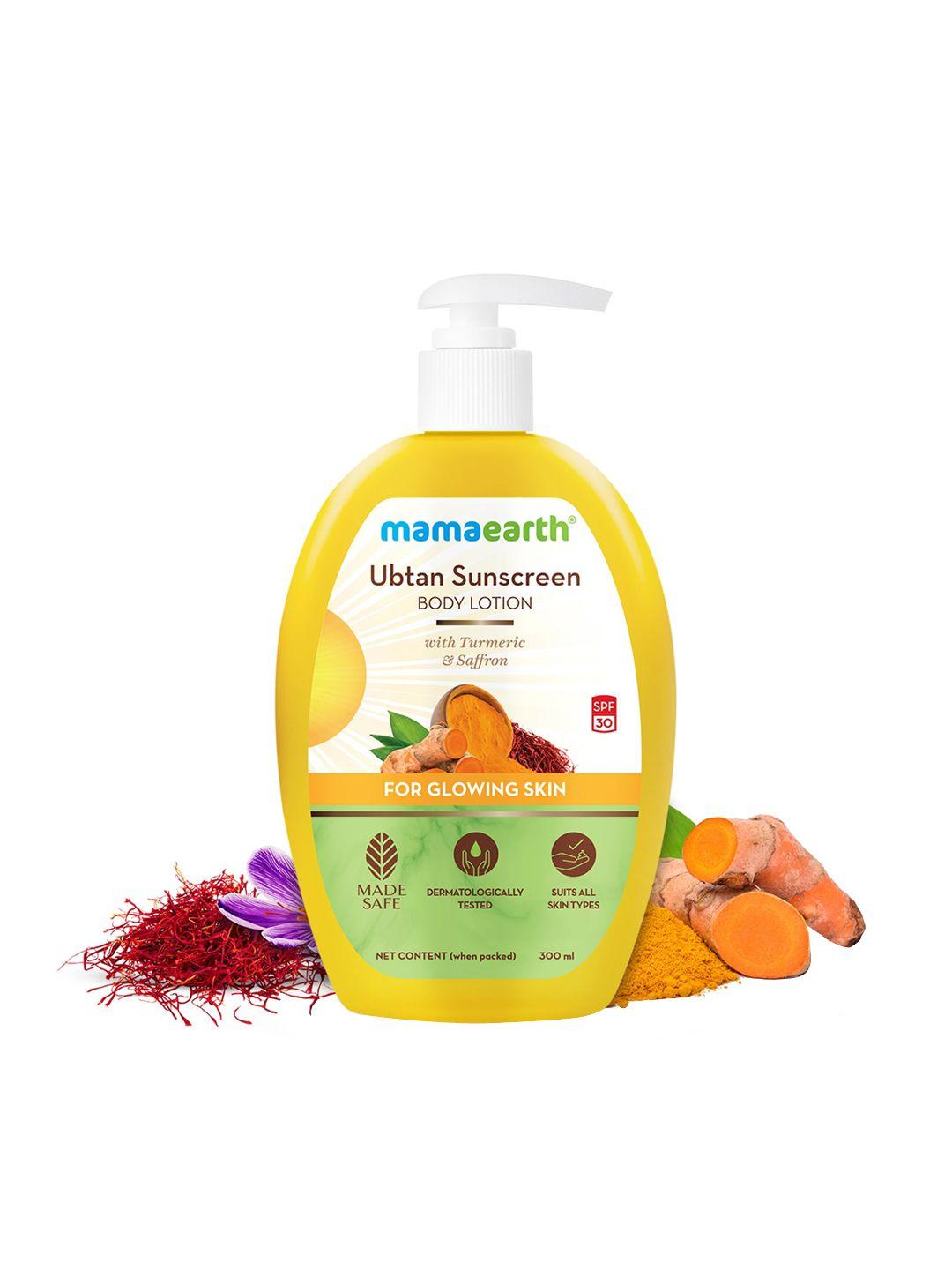 mamaearth ubtan sunscreen spf 30 body lotion with turmeric & saffron - 300 ml