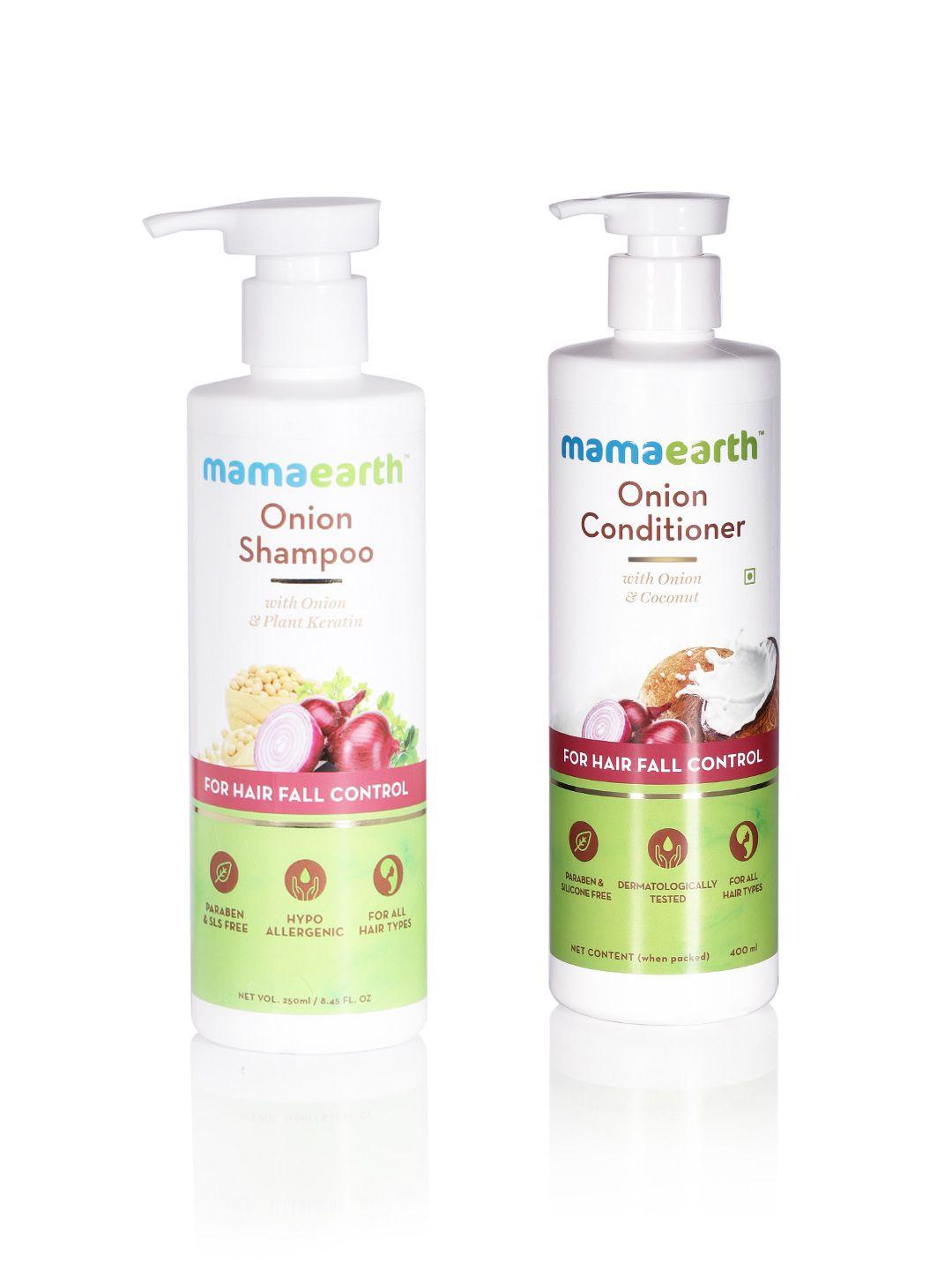 mamaearth unisex set of onion hair fall control sustainable shampoo & conditioner