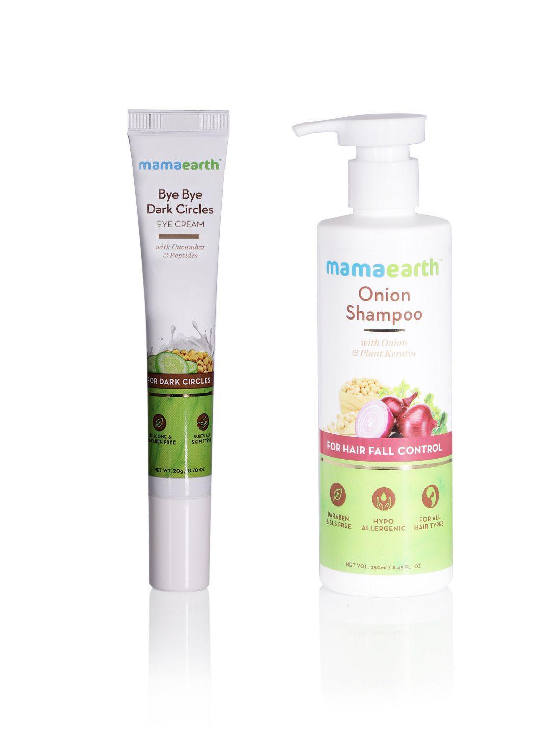 mamaearth unisex set of sustainable eye cream & onion shampoo