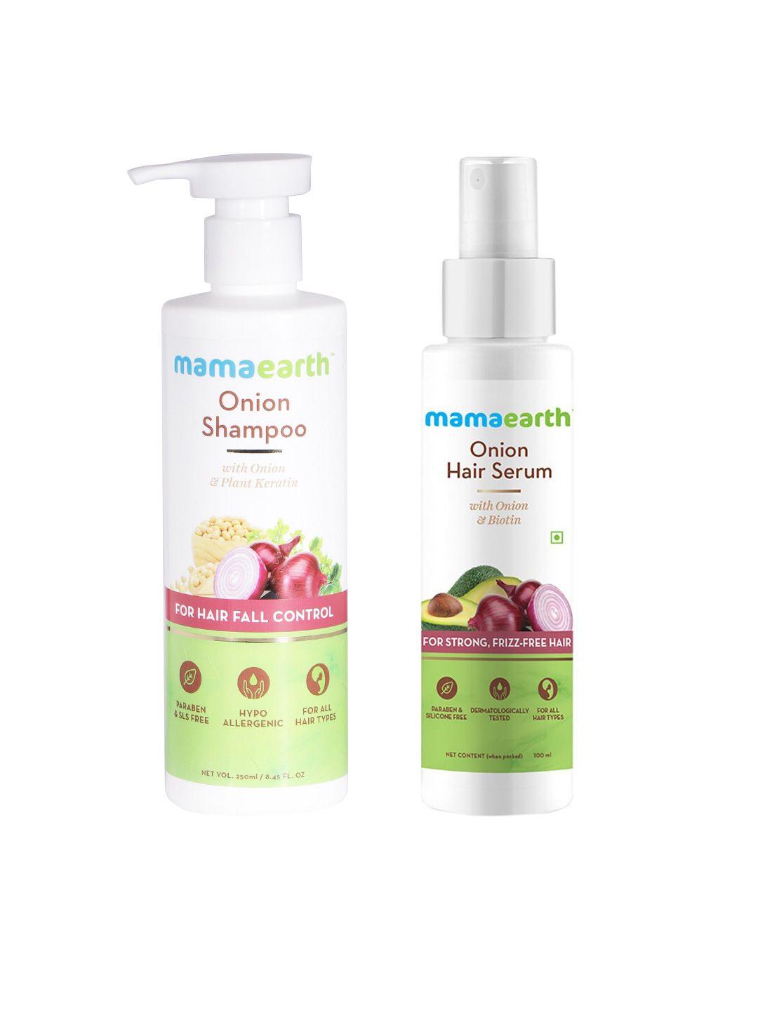 mamaearth unisex set of sustainable onion shampoo & hair serum