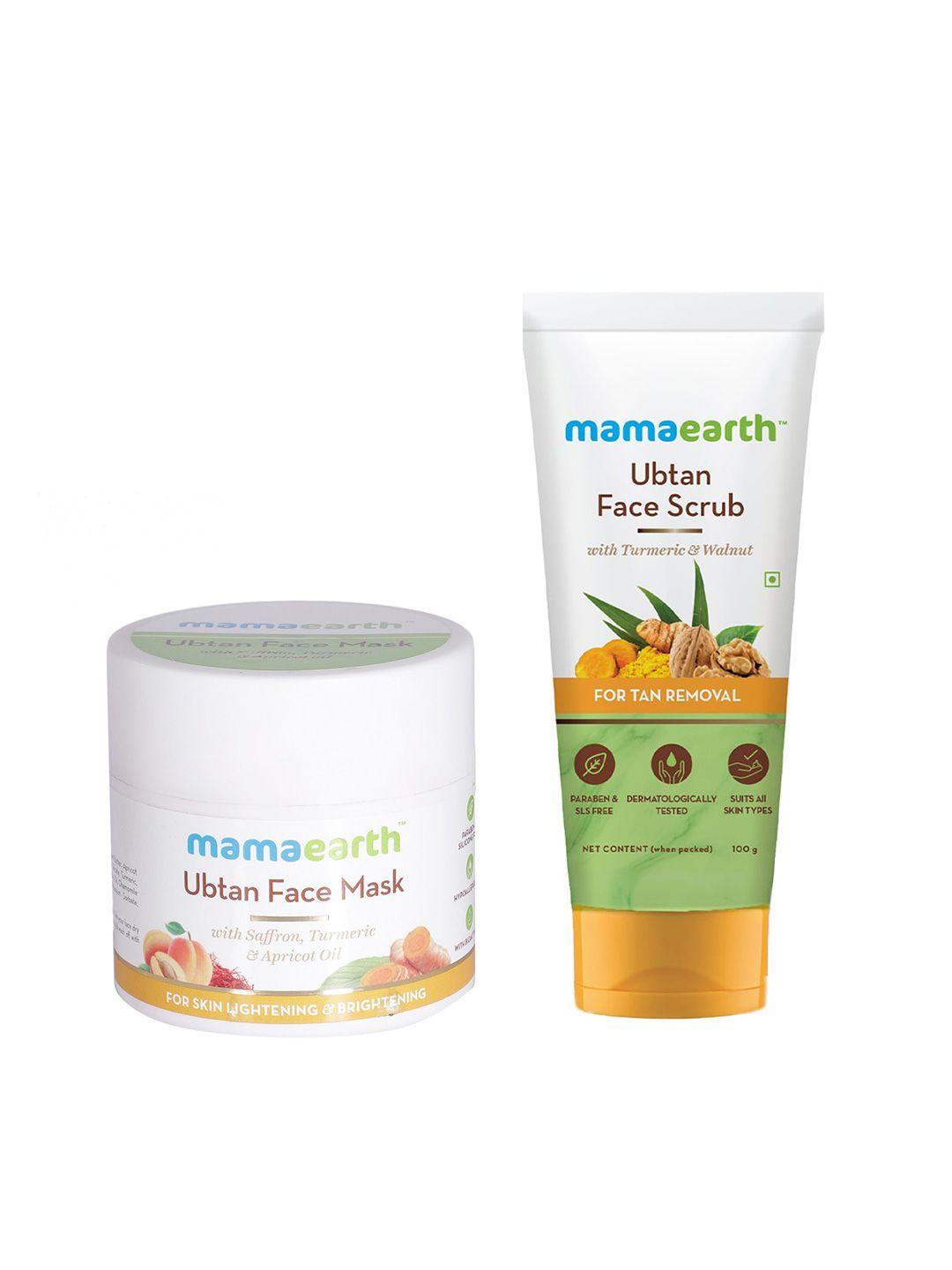mamaearth unisex set of sustainable ubtan face mask & face scrub