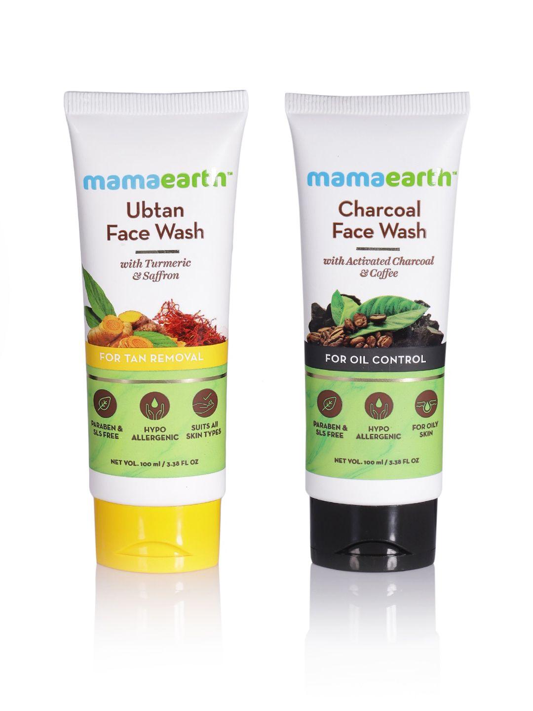 mamaearth unisex set of ubtan & charcoal sustainable face wash