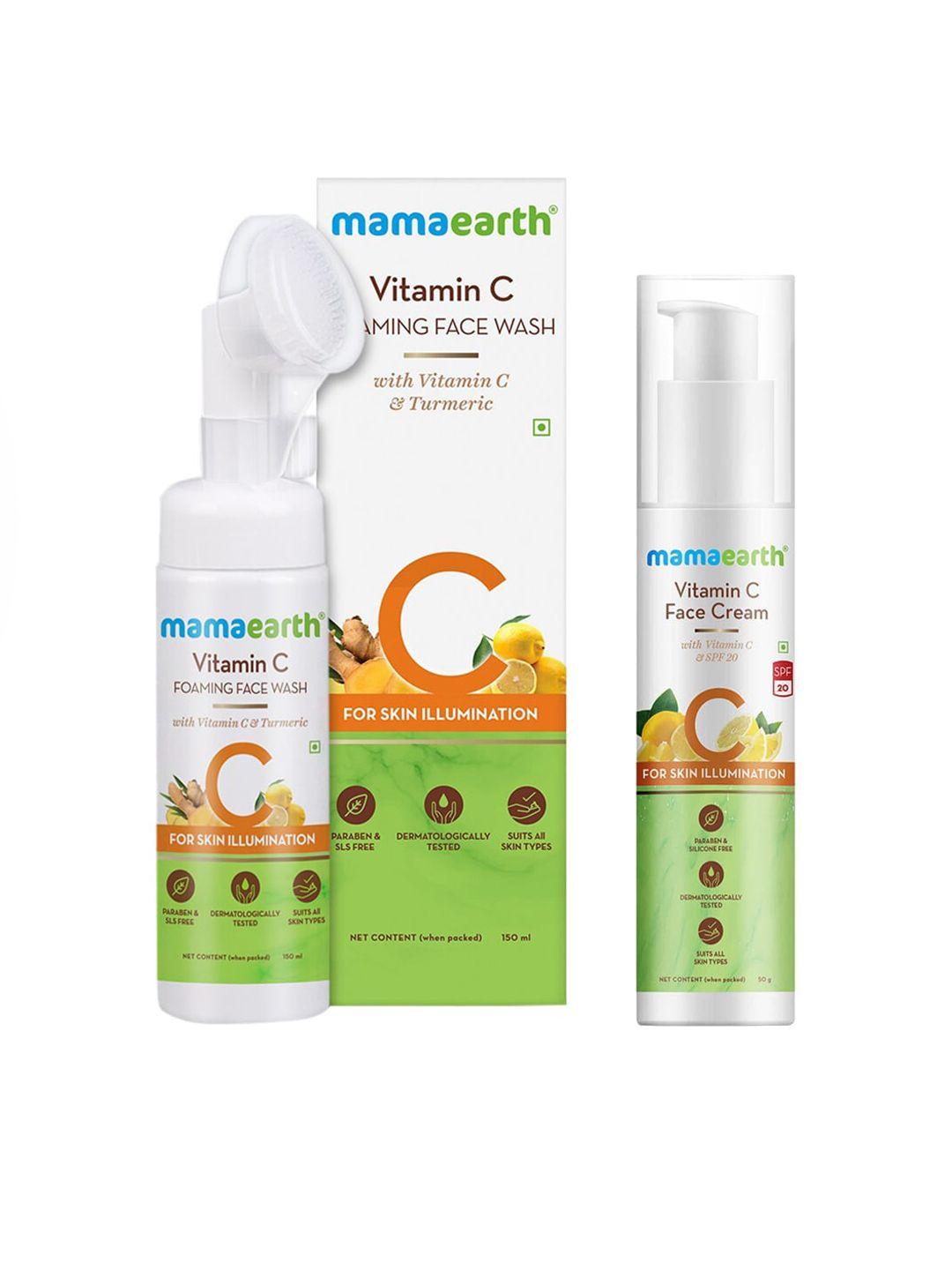 mamaearth unisex set of vitamin c face wash & face cream