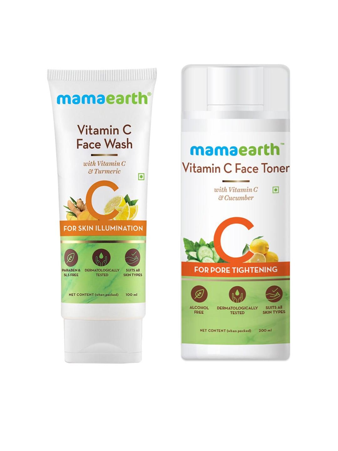 mamaearth unisex set of vitamin c toner & face wash