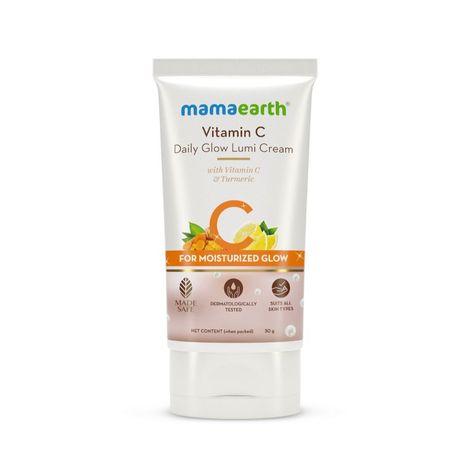 mamaearth vitamin c daily glow lumi cream with vitamin c & turmeric for moisturizing glow, moisturizer with highlighter - 30 g