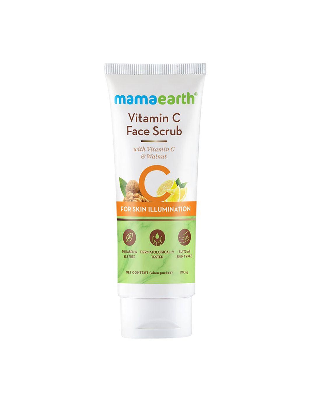 mamaearth vitamin c face scrub for glowing skin, with walnut for skin illumination 100g